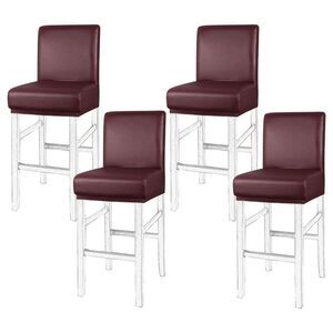 Waterproof Bar Stool Covers Counter Short Back Chair 4pcs Burgundy